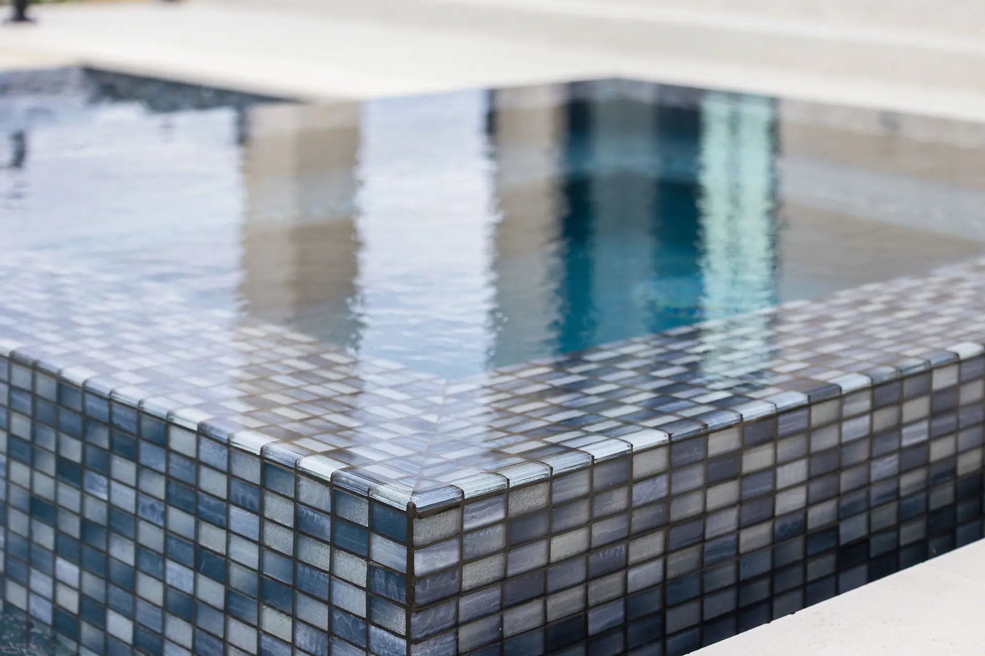 Sunlit renovated pool background