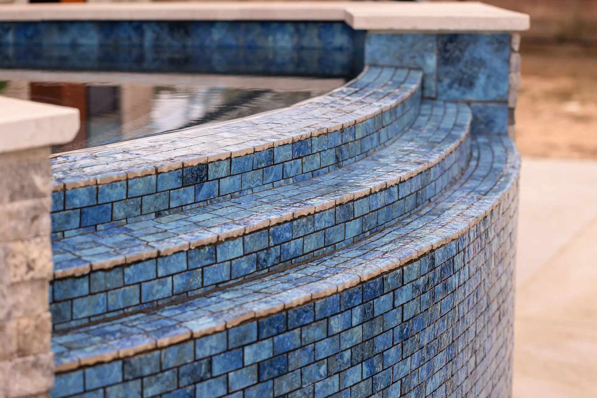 Sunlit renovated pool background