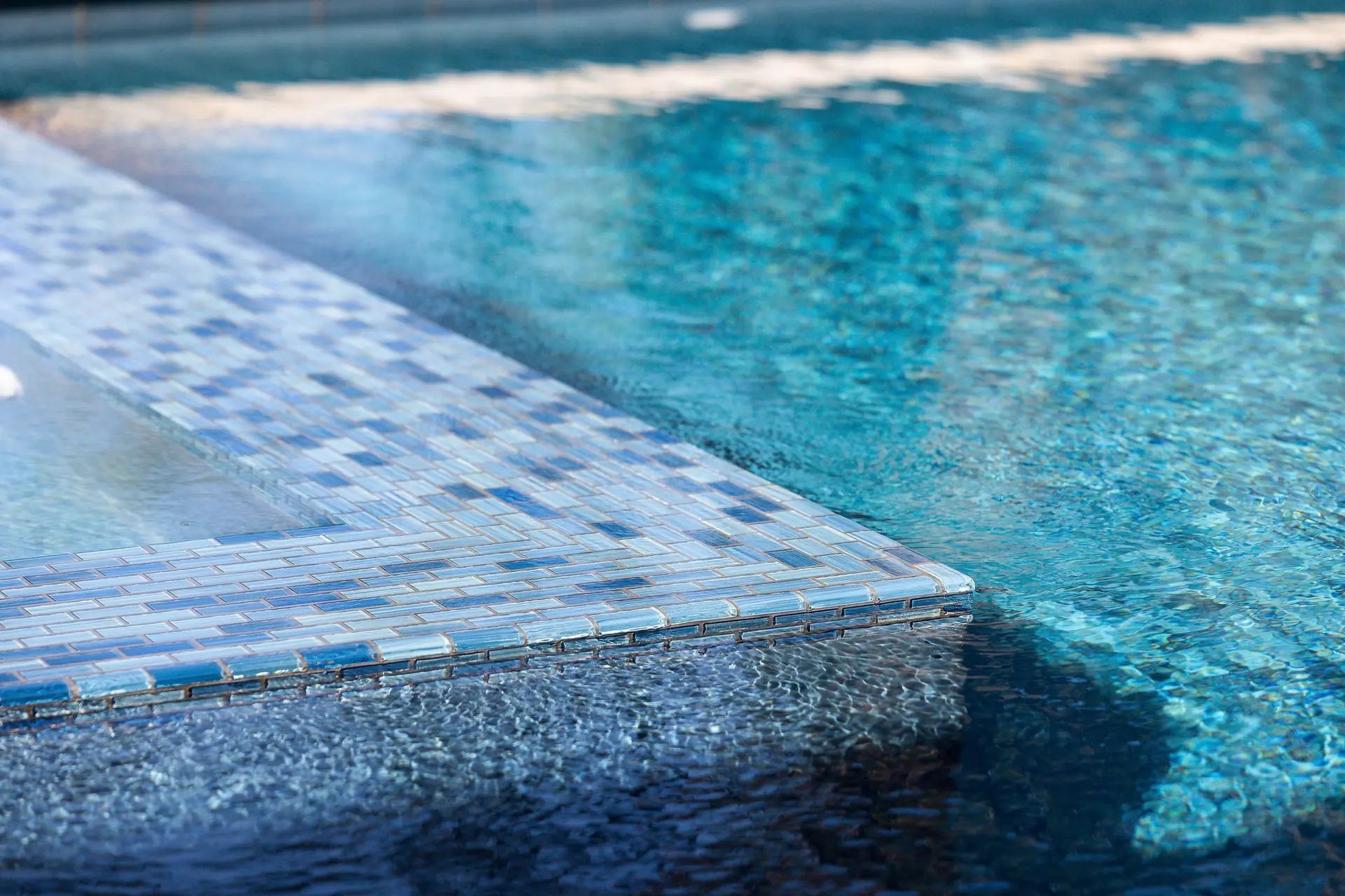 Sunlit renovated pool background