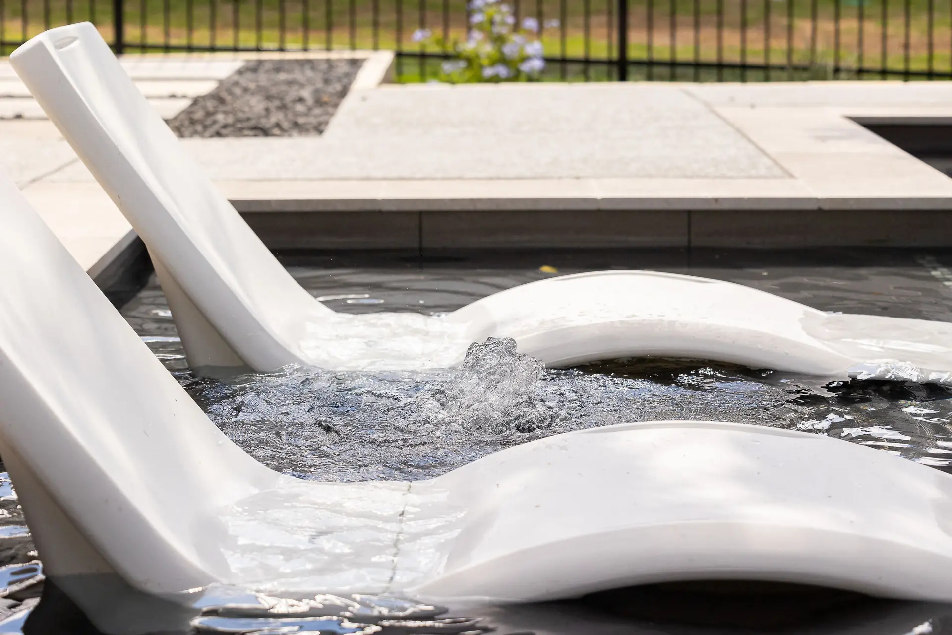 Sunlit renovated pool background