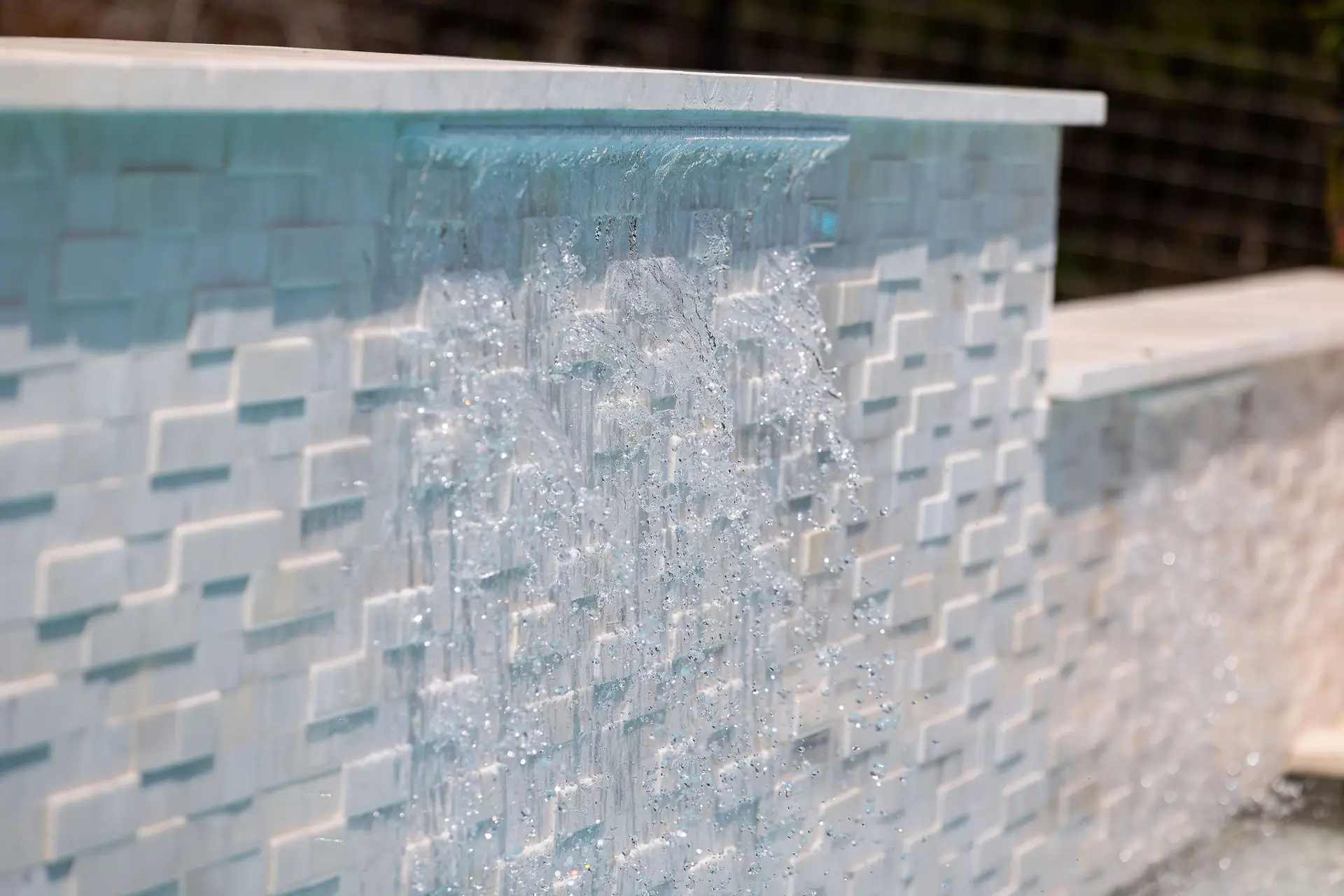 Sunlit renovated pool background
