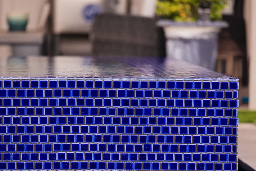 Clean blue tile detail after routine maintenance